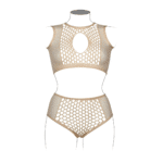 Completo lingerie con dettagli in rete e apertura a goccia per valorizzare le curve - LIN - immagine 6