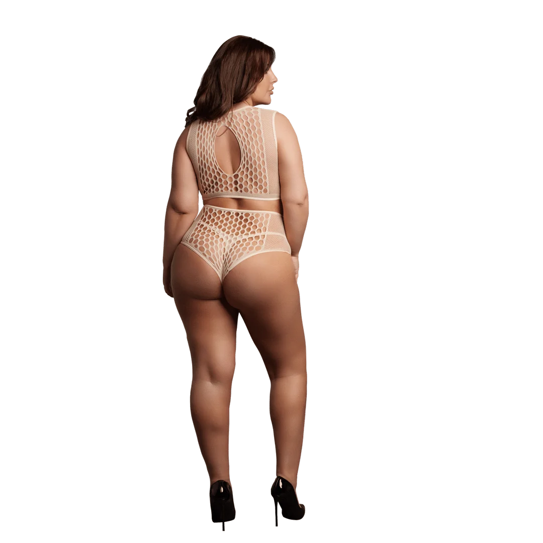 Completo lingerie con dettagli in rete e apertura a goccia per valorizzare le curve - LIN - immagine 3
