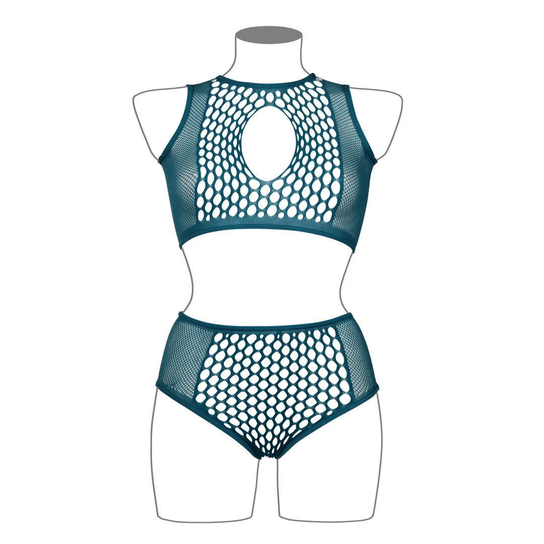 Completo lingerie con dettagli in rete e apertura a goccia per valorizzare le curve - LIN - immagine 12