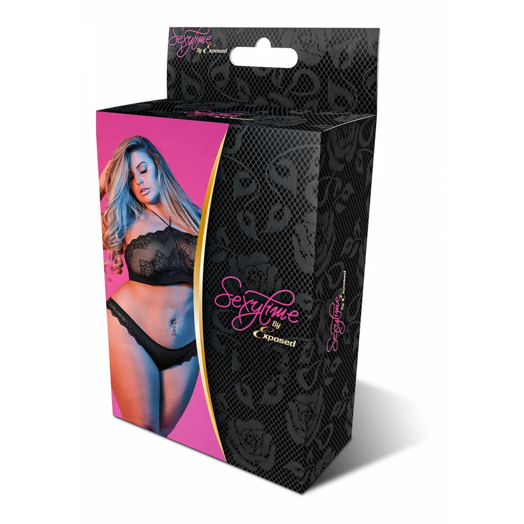 M192BLK2XL-2 Set a fascia Magic Silk con spalline allacciate al collo - immagine 1