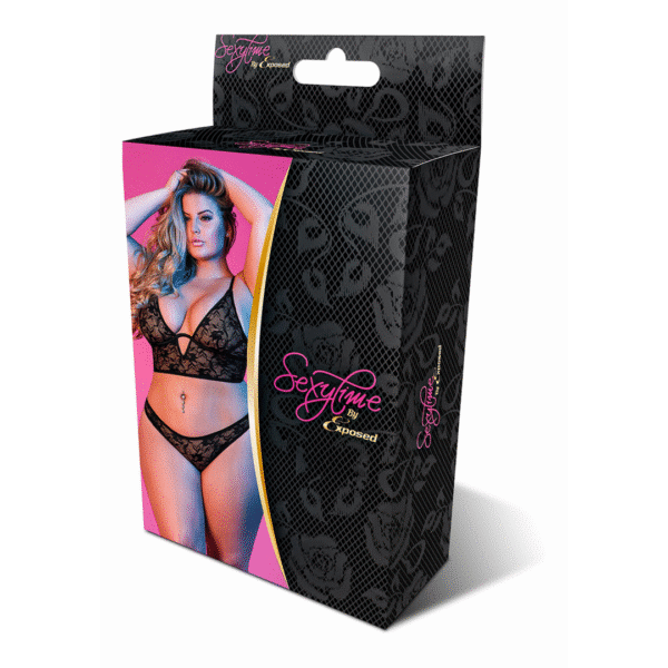 Bralette e slip in pizzo Magic Silk, nero, 2X