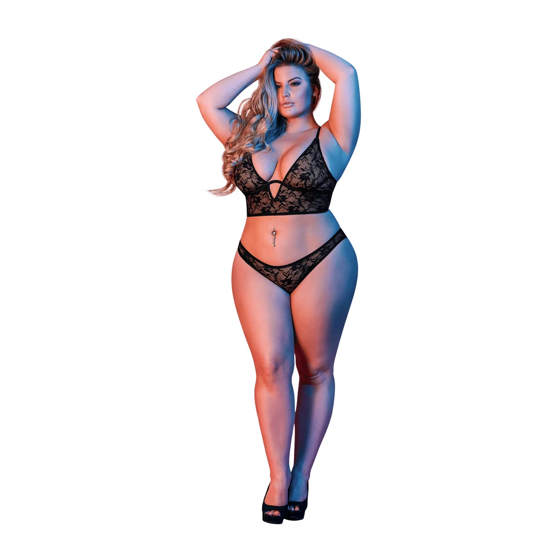 Bralette e slip in pizzo Magic Silk, nero, 2X - immagine 6
