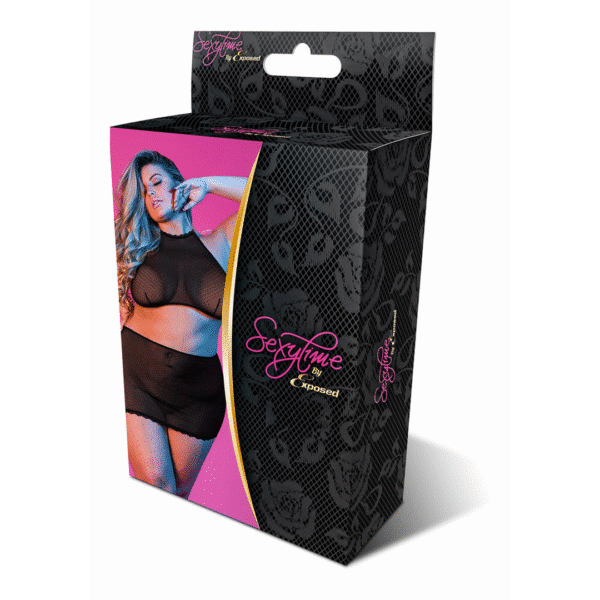 Top halter e minigonna in mesh a pois Magic Silk
