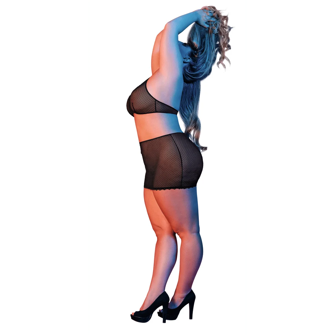 Top halter e minigonna in mesh a pois Magic Silk - immagine 2