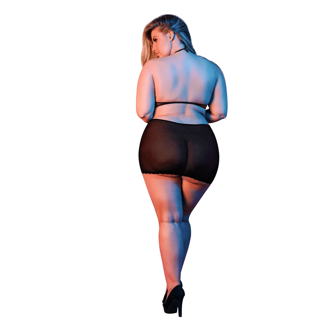 Top halter e minigonna in mesh a pois Magic Silk - immagine 3