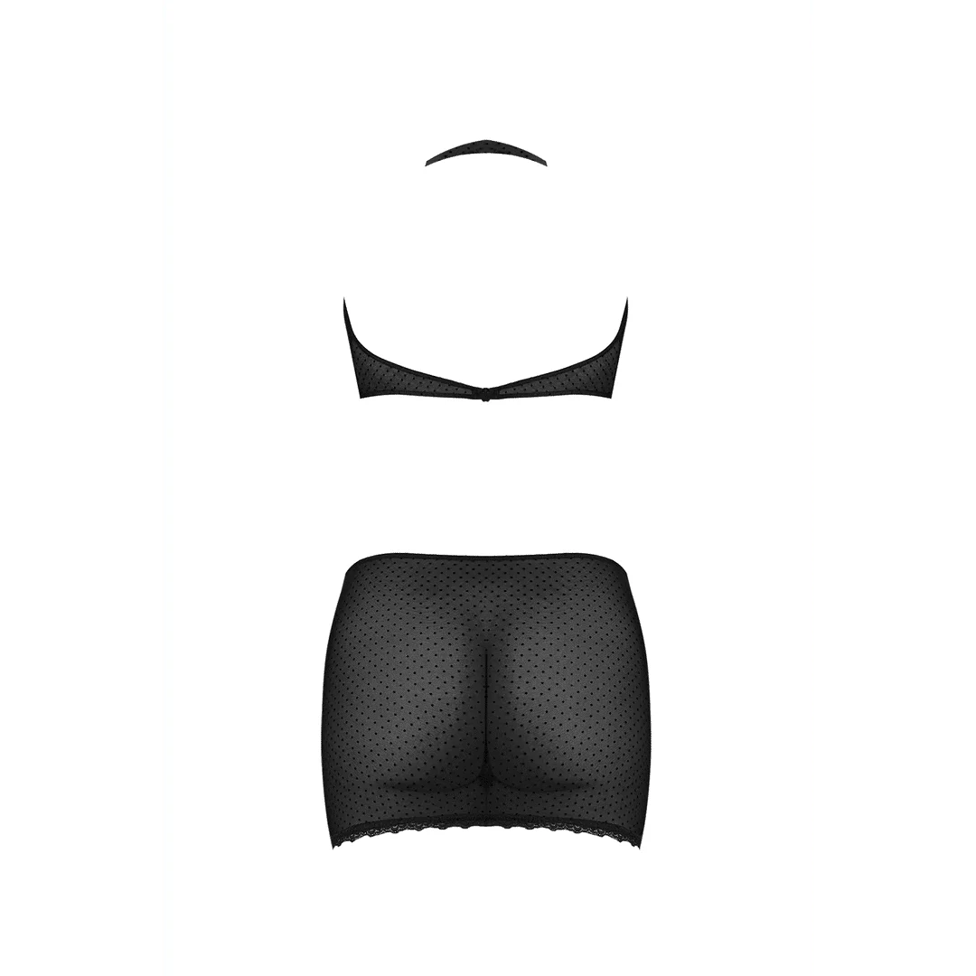 Top halter e minigonna in mesh a pois Magic Silk - immagine 11