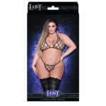 Set Orthia in rete effetto pelle nera con reggiseno e perizoma a filo, taglia 2X