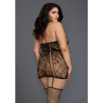 Body in pizzo con reggicalze e halter per silhouette curvy, Dreamgirl - immagine 3