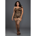 Body in pizzo con reggicalze e halter per silhouette curvy, Dreamgirl - immagine 4