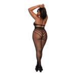 Bodystocking Dreamgirl in rete, teddy Plus Size nero