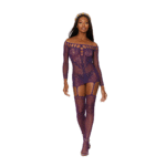 Completo reggicalze a rete con dettagli in pizzo per un look curvy sensuale - Dreamgirl - immagine 4