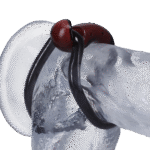 Anello fallico non vibrante con pratico design a chiusura e passante – Nero/Rosso - immagine 5