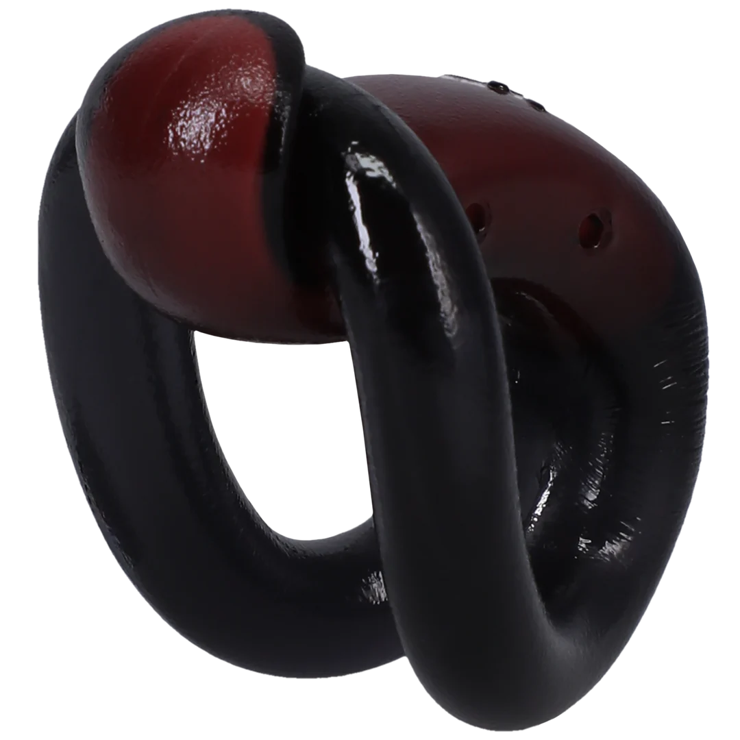 Anello fallico non vibrante con pratico design a chiusura e passante – Nero/Rosso - immagine 2