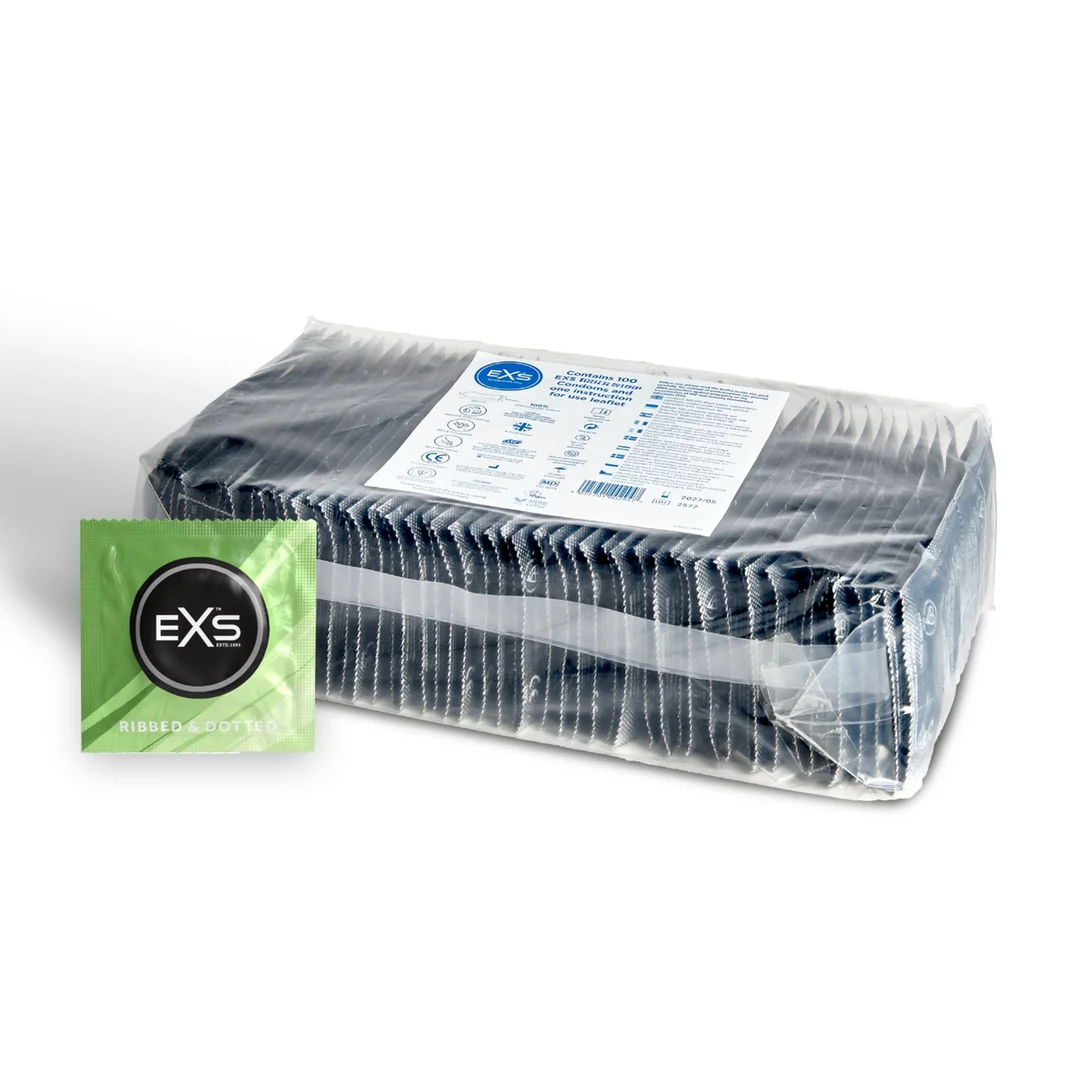Preservativi EXS Ribbed and Dotted, 100 pezzi