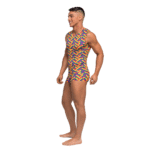 Canotta Fitness Male Power con stampa arcobaleno, taglia S