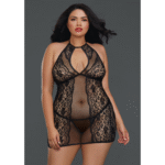 Babydoll in rete con apertura e pizzo per silhouette curvy - SexyPlus - immagine 2