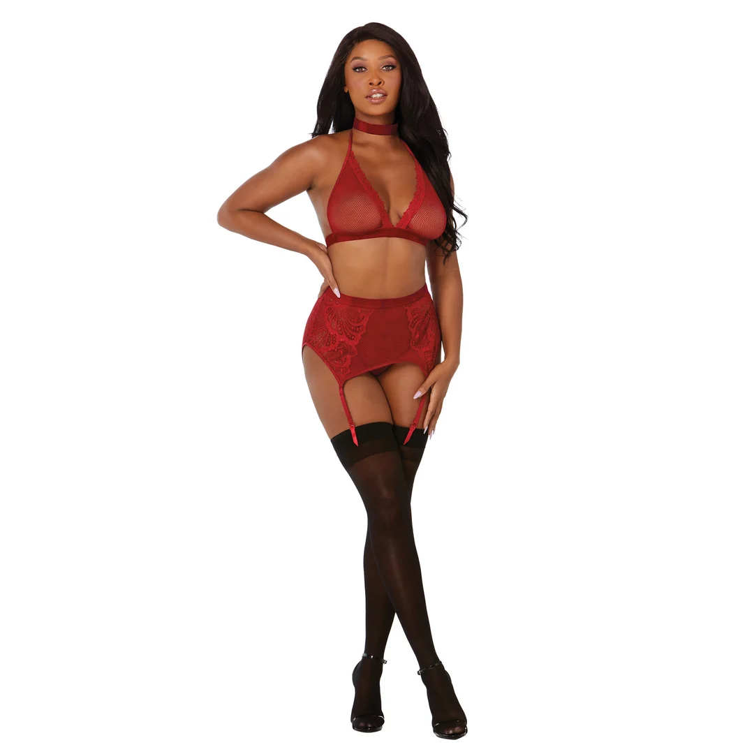 Set Dreamgirl in rete e pizzo composto da quattro pezzi - immagine 10