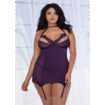Completo con giarrettiere in pizzo Venise e dettagli regolabili, pensato per le forme curvy – SexyPlus - immagine 2