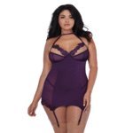 Completo con giarrettiere in pizzo Venise e dettagli regolabili, pensato per le forme curvy – SexyPlus - immagine 4