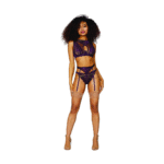 Completo lingerie reggicalze con catene dorate per un look sensuale, SexyPlus - immagine 2