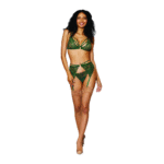 Completo lingerie reggicalze in pizzo cordonato metallizzato per silhouette curvy, LIN - immagine 4