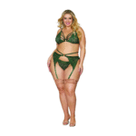 Completo lingerie reggicalze in pizzo cordonato metallizzato per silhouette curvy, LIN - immagine 2