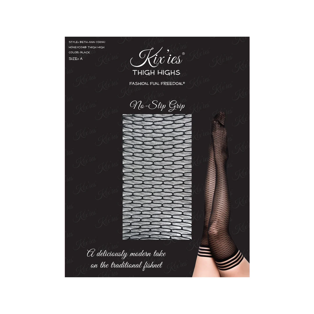 Calze autoreggenti a rete a nido d'ape per curve comode, Kix'ies - immagine 1