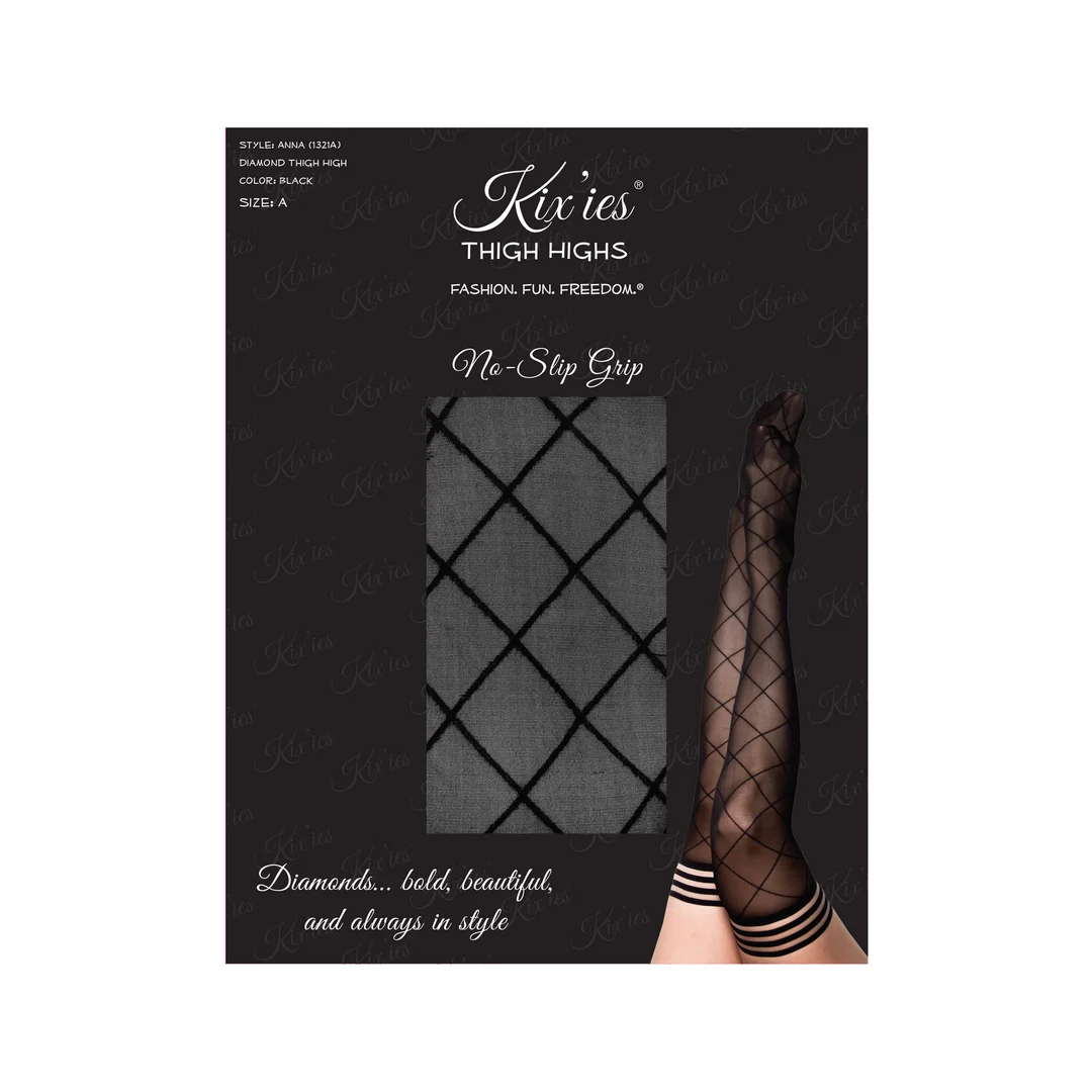 1321A-BLK-2 Calze Kix'ies Anna sopra il ginocchio nere taglia A - immagine 1