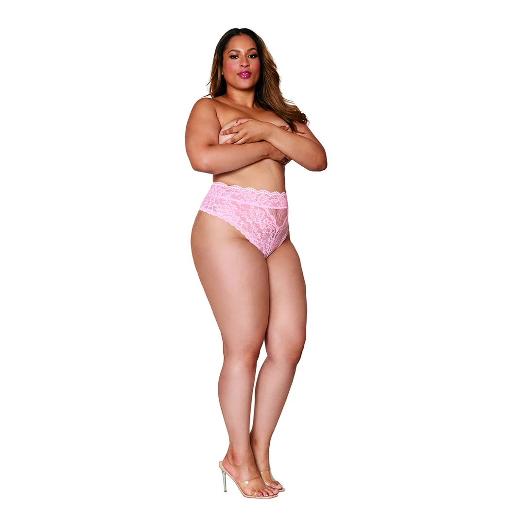Slip Dreamgirl in pizzo a vita alta rosa - immagine 24