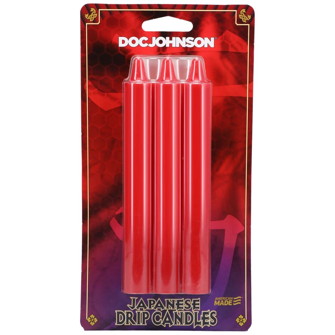 Candele giapponesi colanti, rosse, calde e sicure sulla pelle, sensazioni da gocce, unisex, Doc Johnson, 3 pezzi - immagine 1