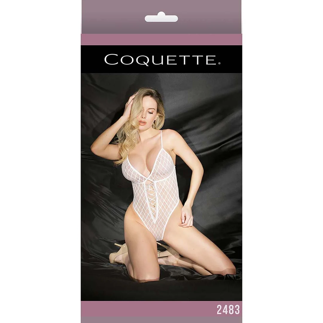 Teddy sgambato con mesh a rombi e dettaglio a fiocco per look curvy · Coquette - immagine 6