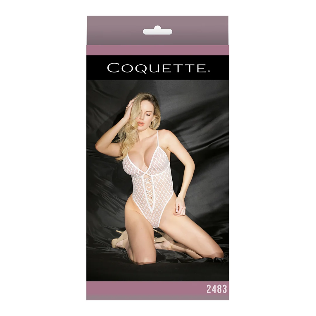 Teddy sgambato con mesh a rombi e dettaglio a fiocco per look curvy · Coquette - immagine 7