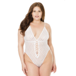 Teddy sgambato con mesh a rombi e dettaglio a fiocco per look curvy · Coquette - immagine 9
