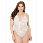 Teddy sgambato con mesh a rombi e dettaglio a fiocco per look curvy · Coquette - immagine 2