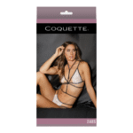 Bralette e slip in pizzo Coquette con harness a cavallo aperto