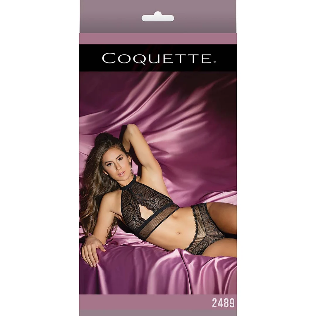 Top halter e shorts booty in rete Coquette - immagine 6