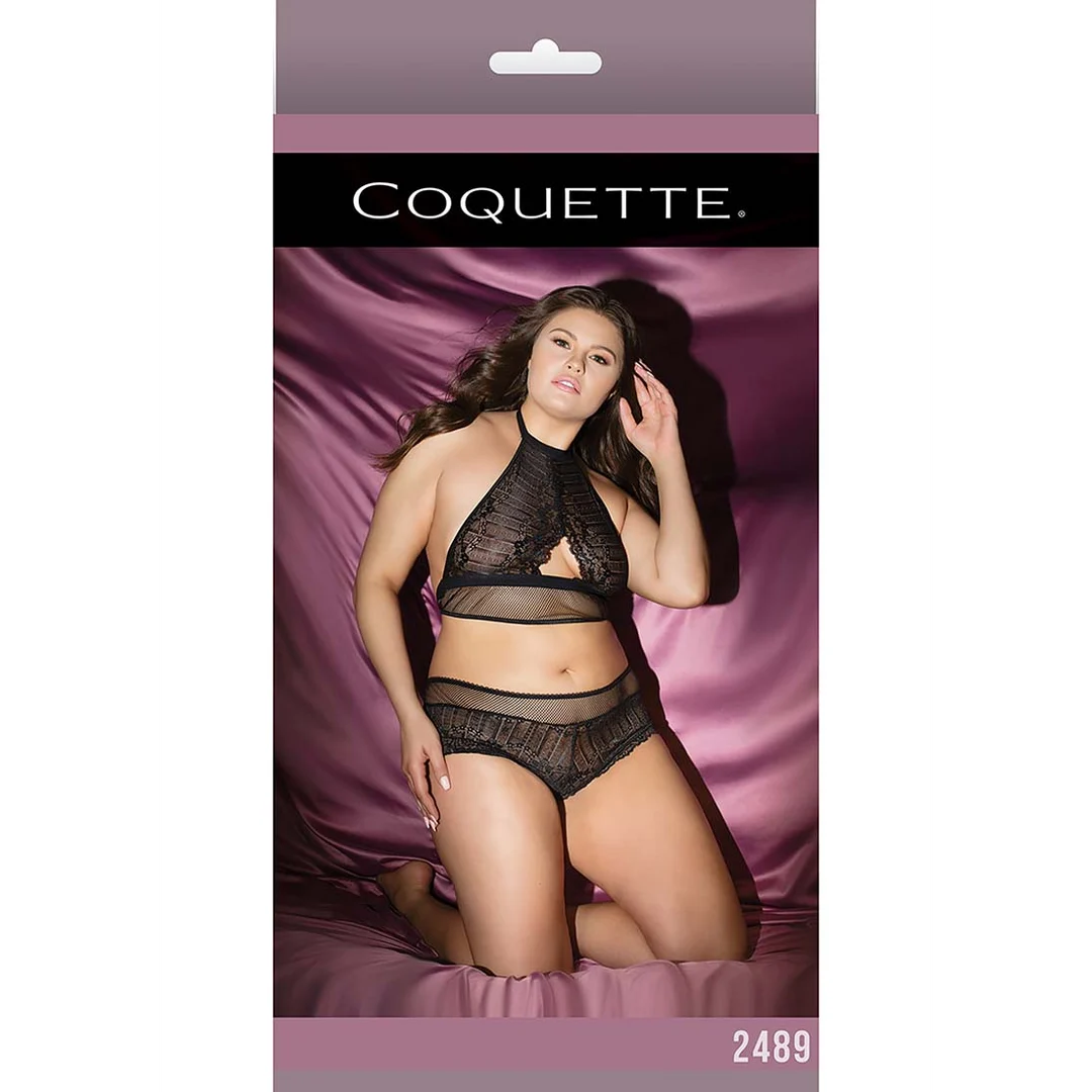Top halter e shorts booty in rete Coquette - immagine 1