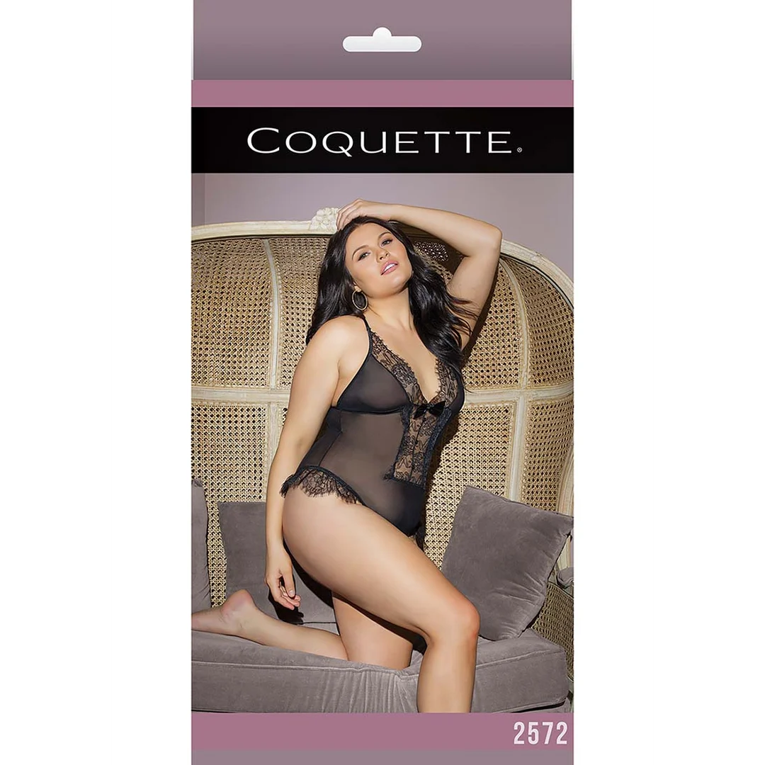 Sexy teddy plus size con cavallo scoperto e dettagli in pizzo per valorizzare le curve – LIN - immagine 1