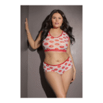 Top corto e shorts Coquette con stampa di labbra - immagine 2