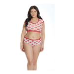 Top corto e shorts Coquette con stampa di labbra - immagine 3