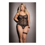 Top cami Coquette con perizoma, nero, plus size - immagine 3