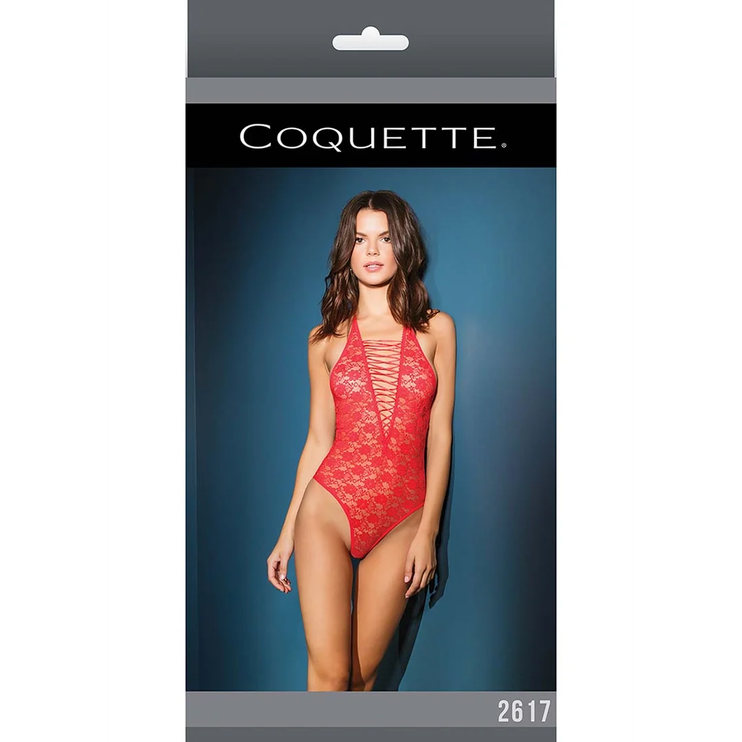 Teddy rosso in pizzo Coquette - immagine 1