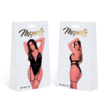 Body nero Mapalé con mesh e dettagli in pelle ecologica - immagine 4