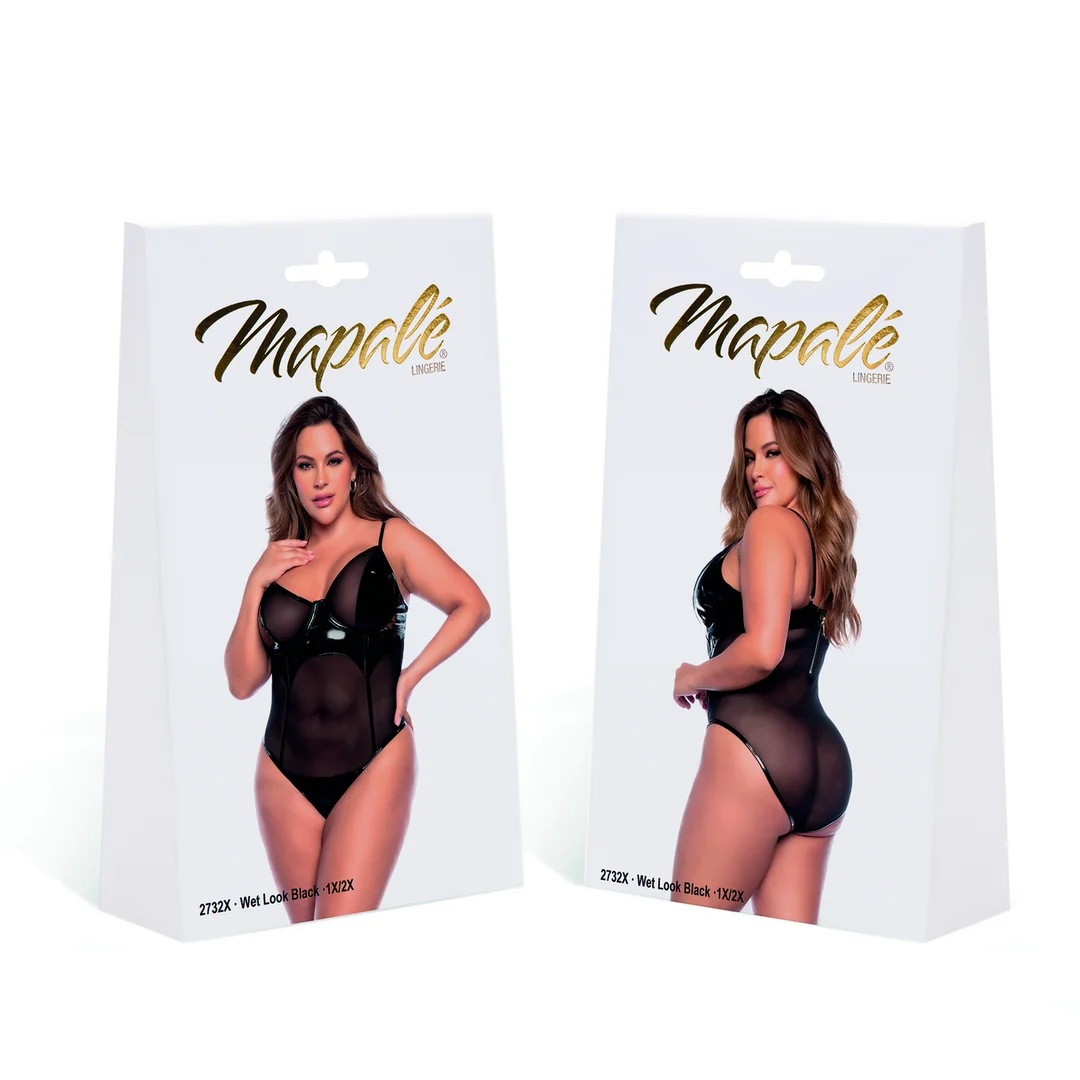 Body Mapalé effetto bagnato nero 1X/2X - immagine 5