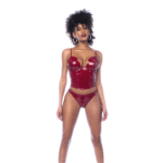 Completo bustier Mapalé, rosso vino lucente - immagine 2