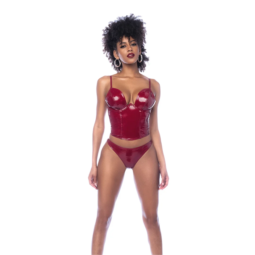 Completo bustier Mapalé, rosso vino lucente - immagine 2