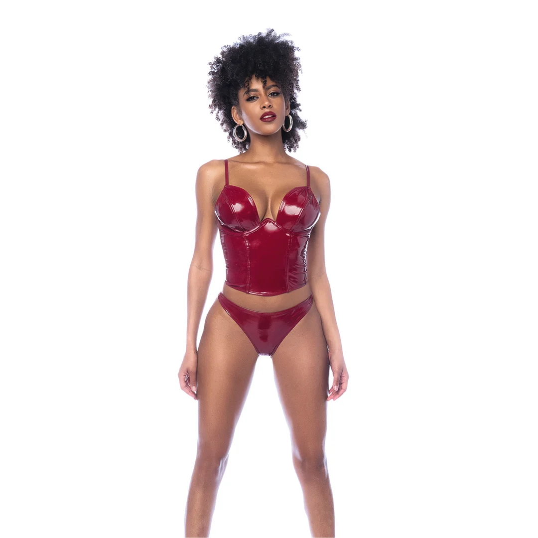 Completo bustier Mapalé, rosso vino lucente - immagine 4