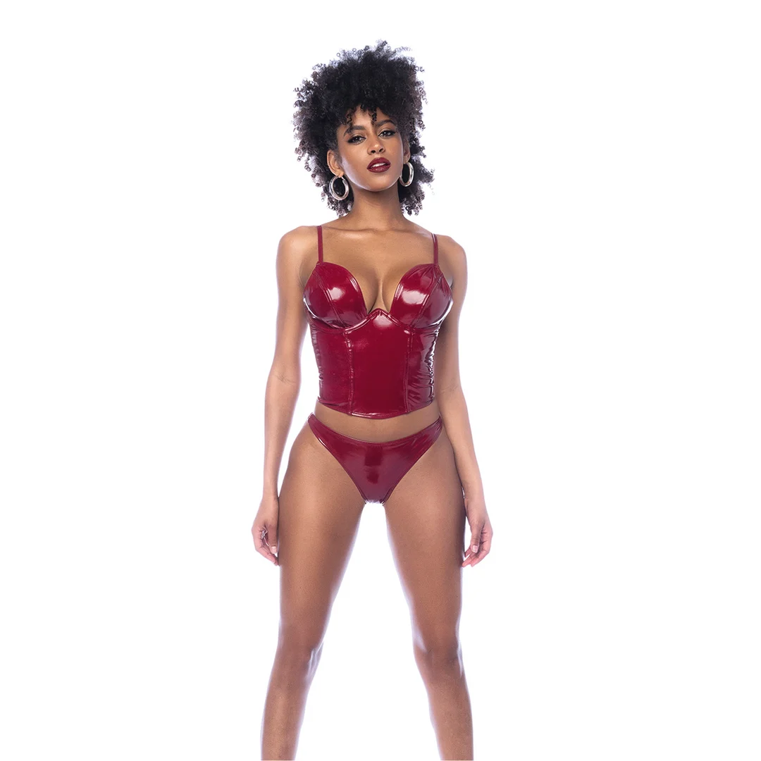 Completo bustier Mapalé, rosso vino lucente - immagine 8