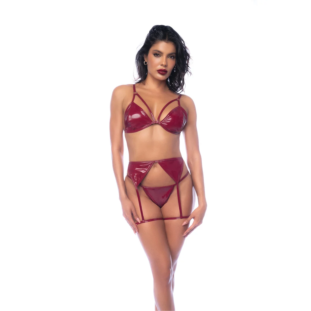 Completo reggiseno Mapalé tre pezzi rosso vino lucido - immagine 8