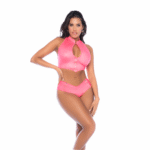 Completo Mapalé a due pezzi rosa effetto wetlook - immagine 8